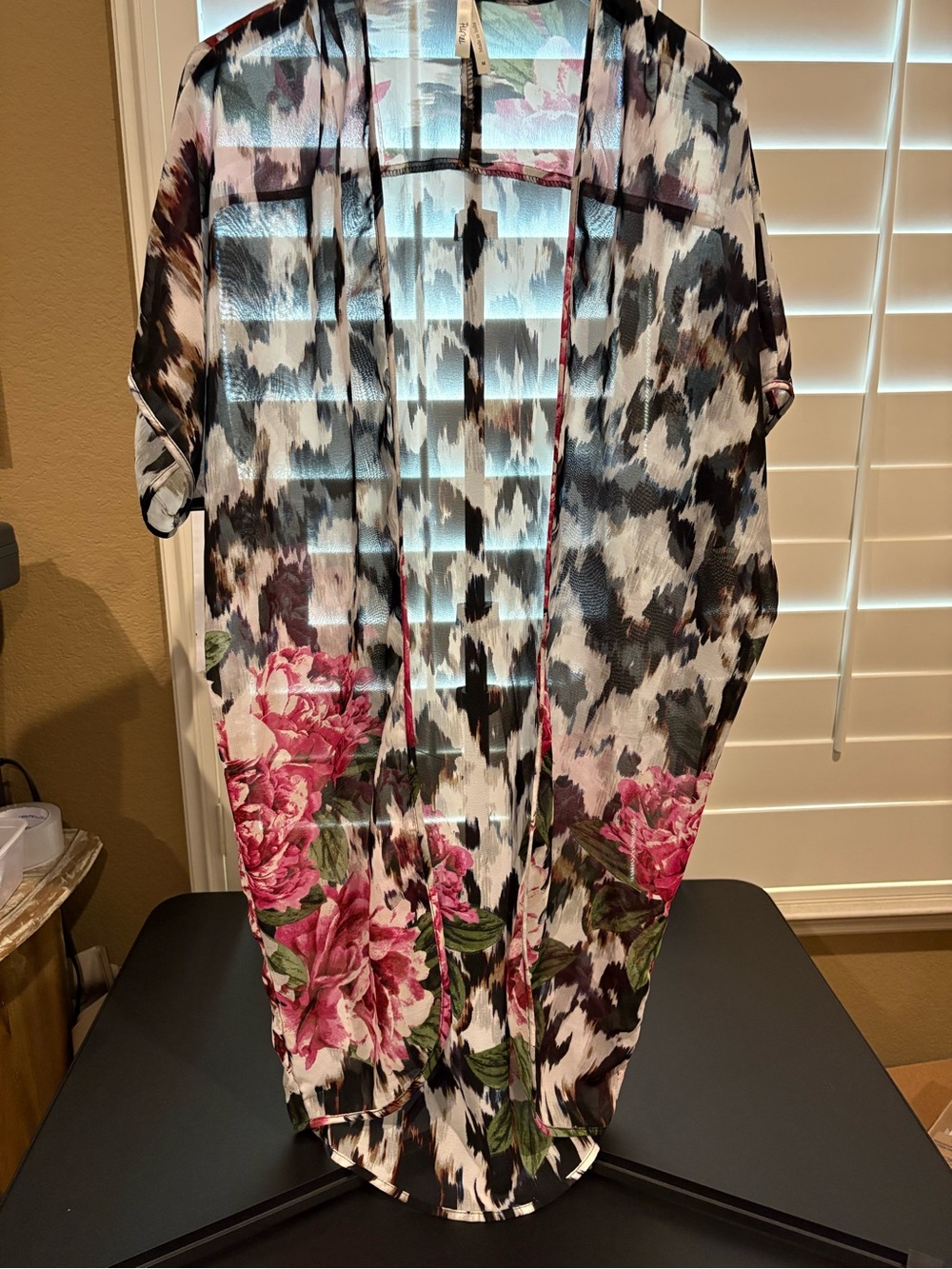 Ladies TRUTH Floral & Animal Print Kimono Cover-Up - Pink